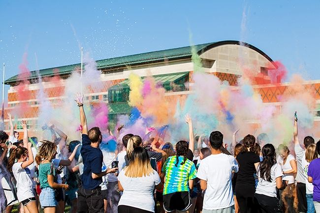 Students celebrating Holi day on the Allendale campus to celebrate inclusion.